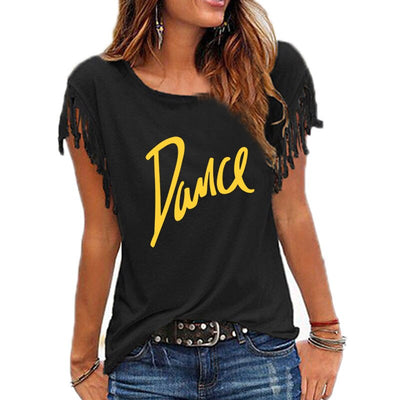 T-shirt manches franges logo Dance 3 coloris disponibles
