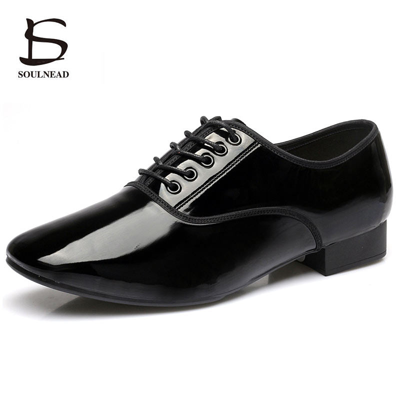 Chaussures danse hommes en cuir vernis coloris noir