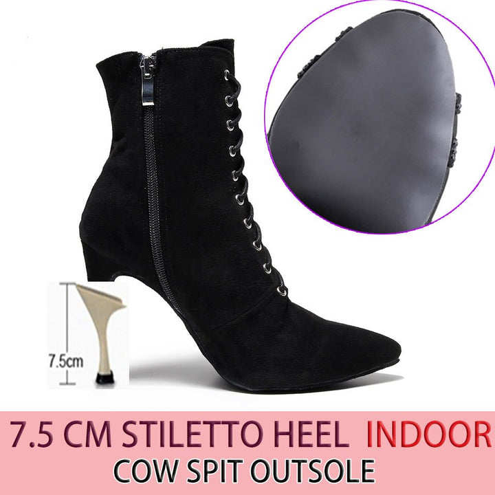 Bottines fermées danse Shayane noir Talons de 6 à 10cm semelle pour exterieur