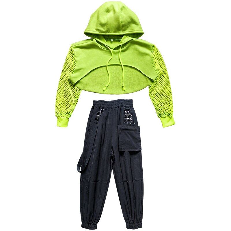 Ensemble Jazz Hip Hop fille noir et jaune fluo