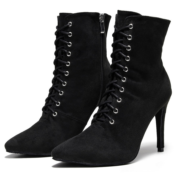 Bottines fermées danse Shayane noir Talons de 6 à 10cm semelle pour exterieur