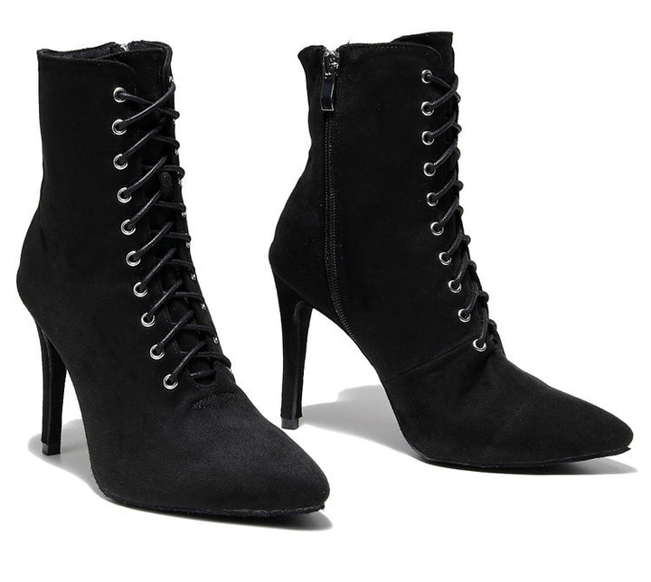 Bottines fermées danse Shayane noir Talons de 6 à 10cm semelle pour exterieur