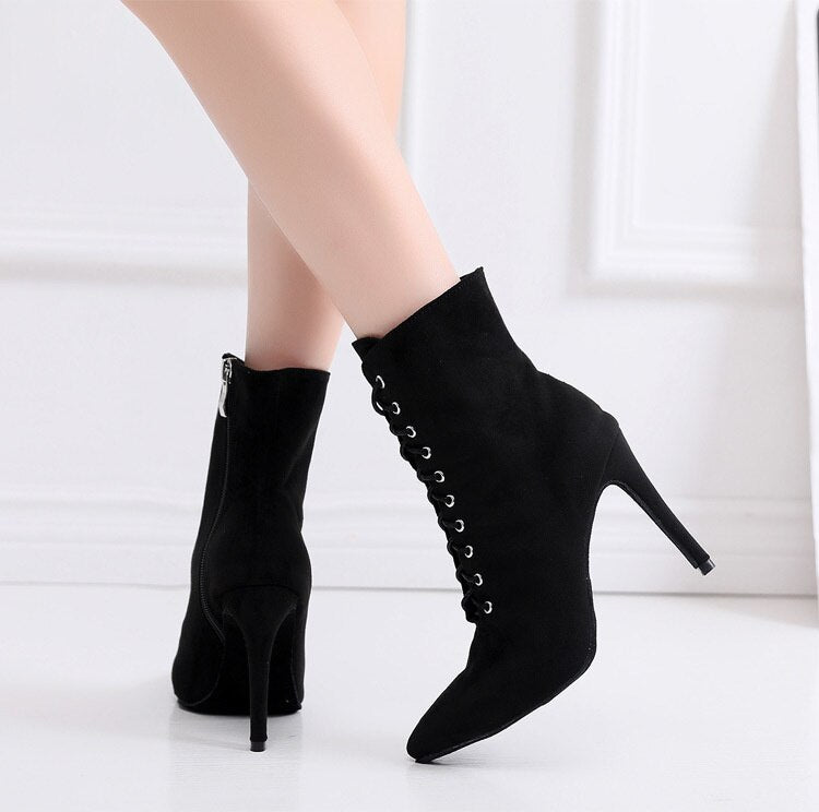 Bottines fermées danse Shayane noir Talons de 6 à 10cm semelle pour exterieur