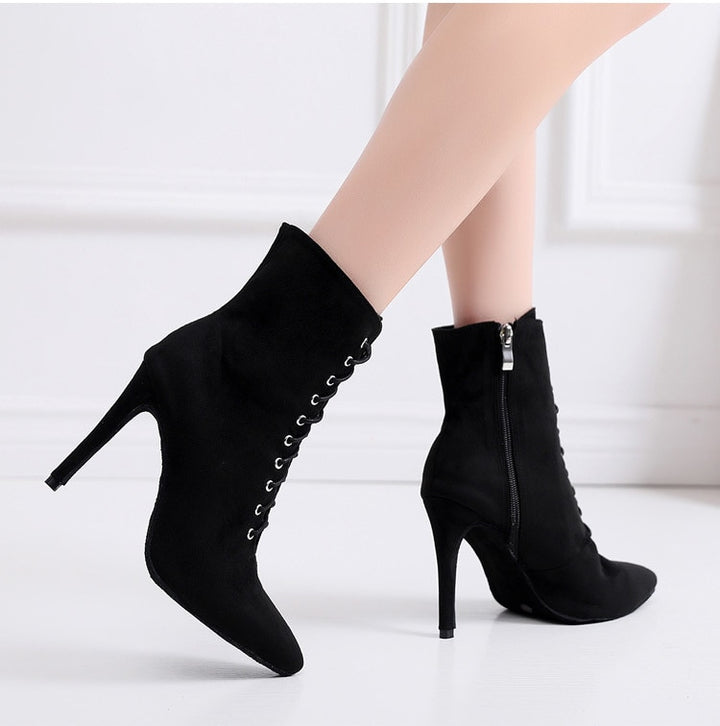 Bottines fermées danse Shayane noir Talons de 6 à 10cm semelle pour exterieur