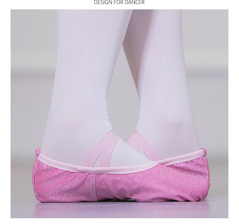 Chaussons Demi-pointes à paillettes couleur rose ou bleu