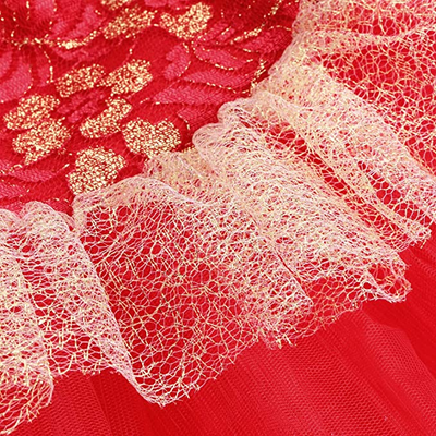 Robe Tutu sans manches coloris rouge avec broderie