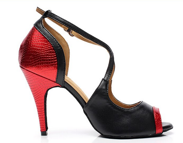 Chaussures de danse Maeva couleur noir & rouge Talons de 6 à 10cm