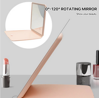 Miroir de maquillage rectangle avec lumières LED pliant