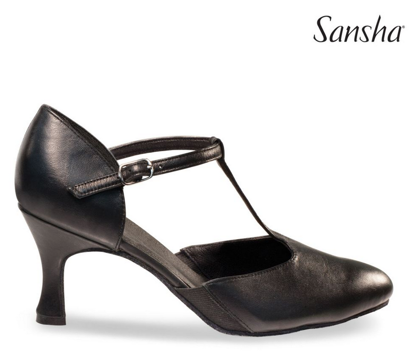 Chaussures de danse fermées en cuir Sansha talons de 7,4cm