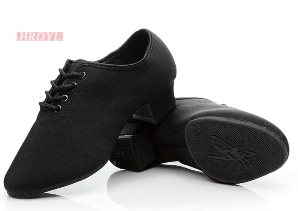 Chaussures de danse à talons bi-semelle en daim noir