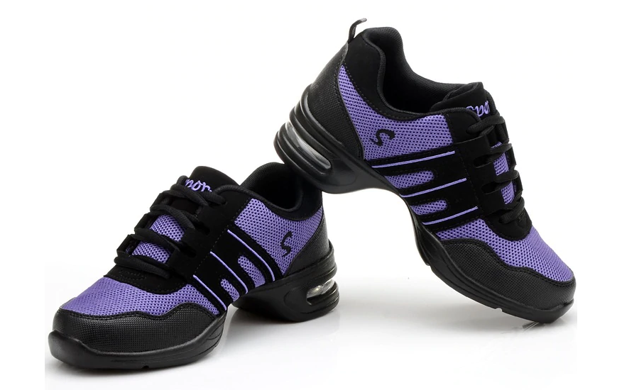 Baskets Sneakers Jazz Hip Hop Fitness pour enfant & adulte 2 coloris au choix: violet & noir, rouge & noir - Dance Store