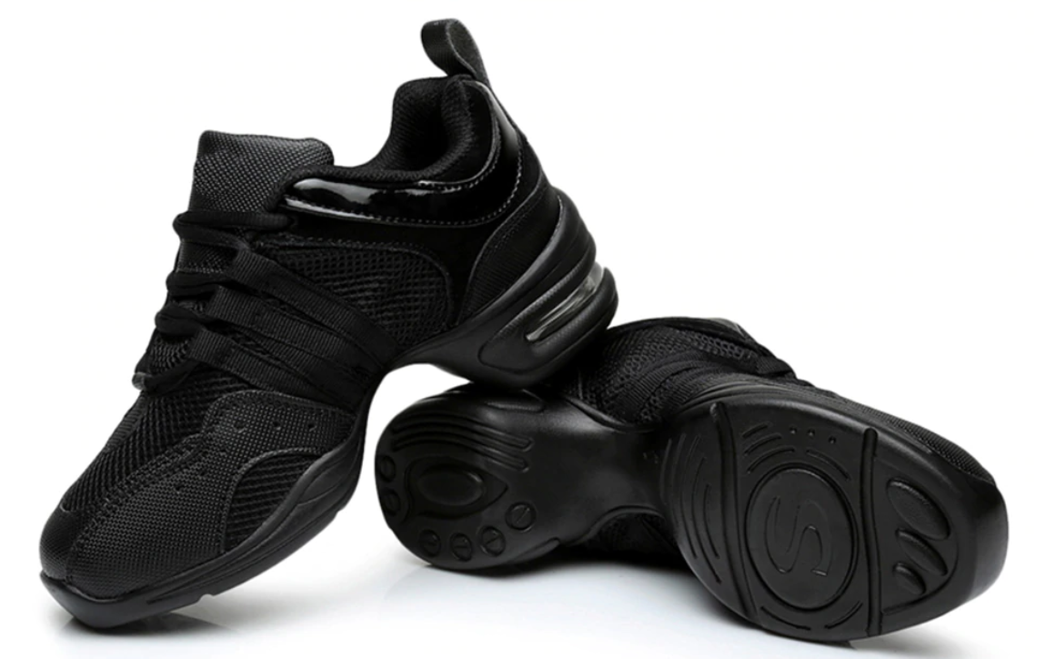 Baskets Sneakers Jazz Hip-Hop Fitness pour adulte 3 coloris au choix: tout noir, noir & rouge, noir & or - Dance Store