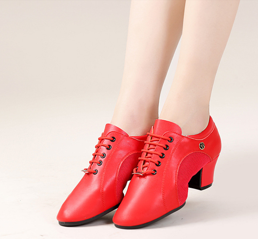 Chaussures de danse - Sneakers en cuir pour femme - 2 coloris au choix: noir ou rouge - Talons de 5cm - 2 Modèles au choix: pour danse en extérieur / pour danse à l'intérieur - Dance Store
