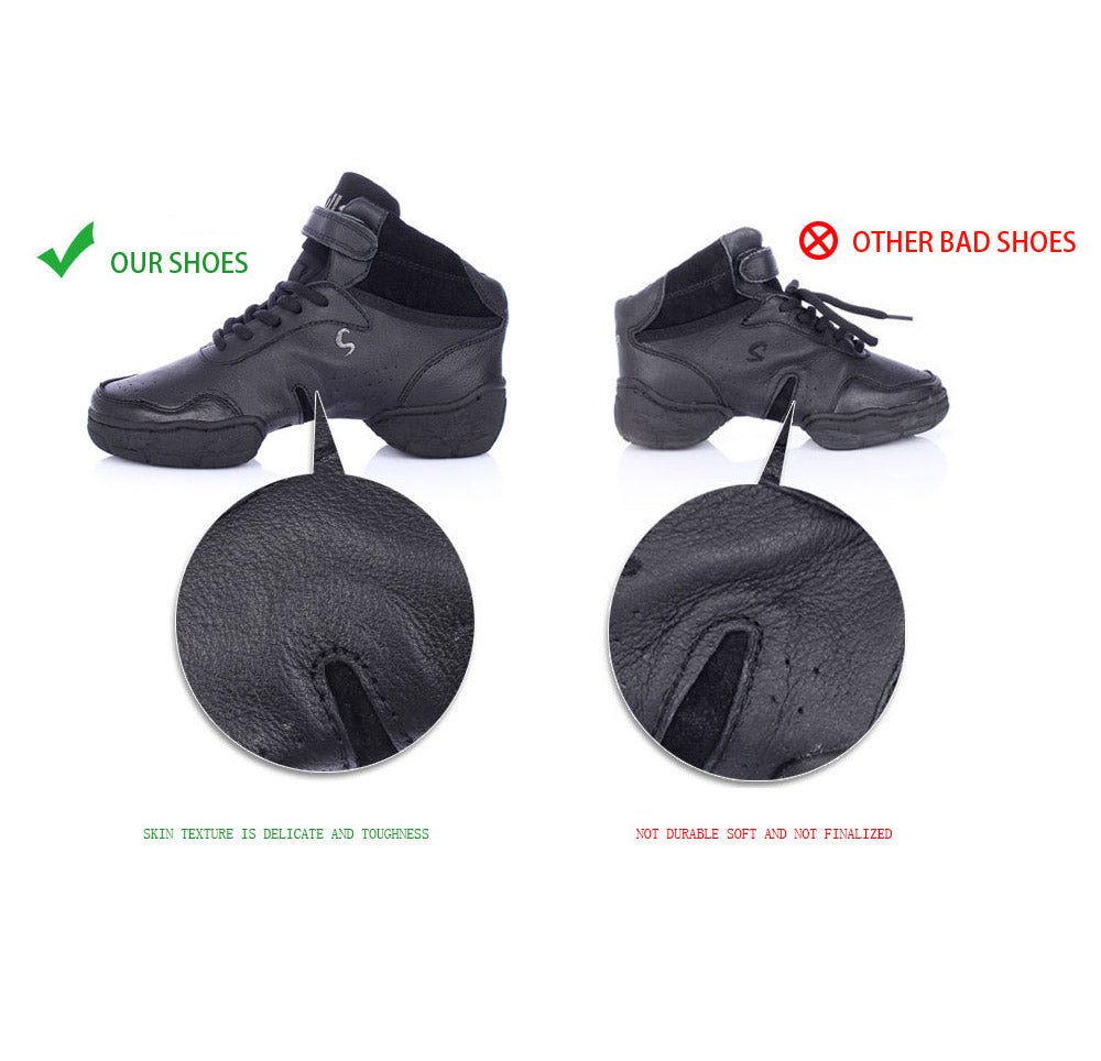 Baskets Sneakers montante en cuir Jazz Hip Hop Fitness pour adulte 3 coloris au choix: noir, rouge, blanc - Dance Store