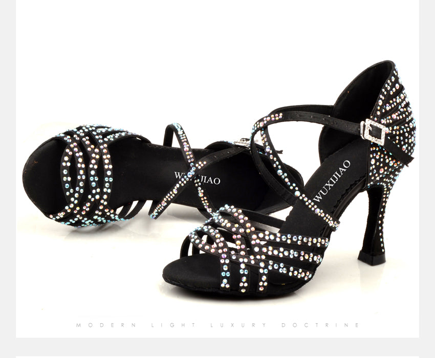 Chaussures de danse Hoa coloris noir strass Talons 6 à 10cm