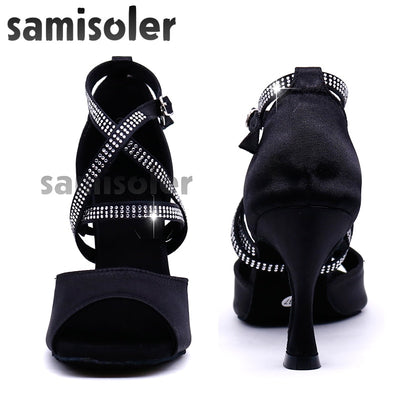Chaussures de danse pour femme - coloris noir avec strass - Talons personnalisables: hauteurs disponibles de 6 à 10cm - Dance Store