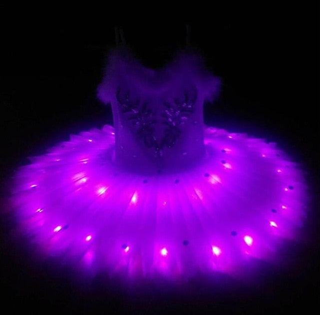 Robe Tutu à bretelles avec lumières LED pour enfant et adulte 2 coloris de LED au choix : blanc ou violet - Dance Store