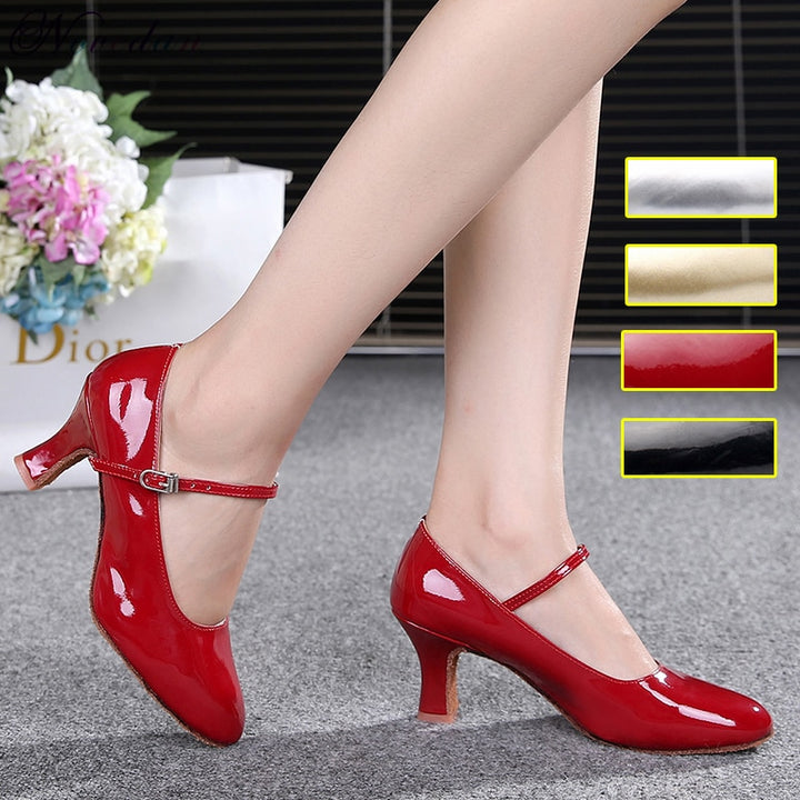 Chaussures de danse pour femme - en cuir vernis - 4 coloris au choix: rouge, argent, noir, doré - Talons personnalisables hauteurs disponibles 5 ou 7cm - Dance Store