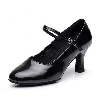 Chaussures de danse fermées Fanny noir vernies Talons de 5 ou 7cm