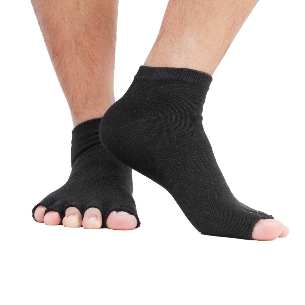 1 Paire Socquettes Chaussons 5 doigts séparés - en coton spécial Yoga & Danse pour adulte unisexe - couleur noir - Dance Store