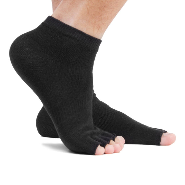 1 Paire Socquettes Chaussons 5 doigts séparés - en coton spécial Yoga & Danse pour adulte unisexe - couleur noir - Dance Store