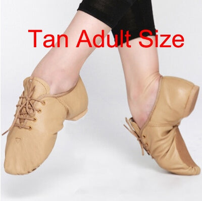 Chaussons de danse - Sneakers en cuir réglable avec lacets pour danse Jazz  pour femme - 2 coloris au choix: noir ou tan - Dance Store
