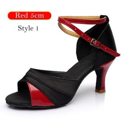 Chaussures de danse pour femme - 3 coloris disponibles: rouge & noir, argent & noir, doré & noir  - Talons personnalisables hauteurs disponibles 5cm ou 7cm - Dance Store