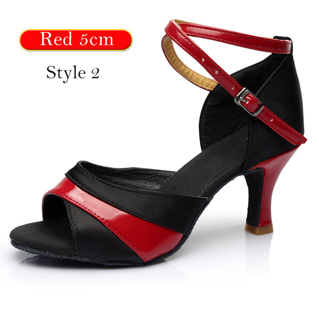 Chaussures de danse pour femme - 3 coloris disponibles: rouge & noir, argent & noir, doré & noir  - Talons personnalisables hauteurs disponibles 5cm ou 7cm - Dance Store