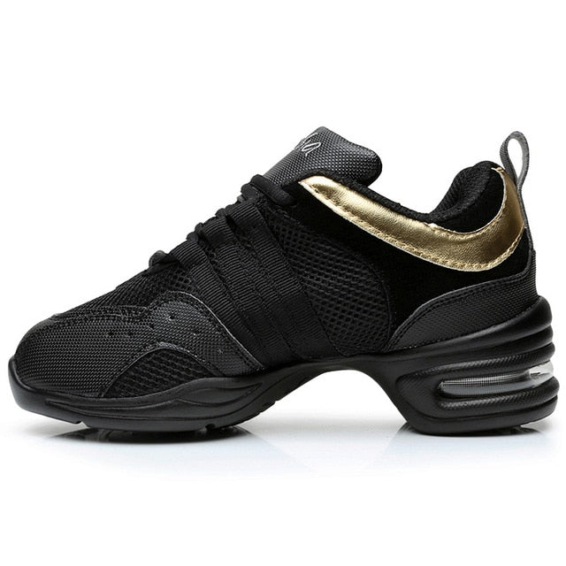 Baskets Sneakers Jazz Hip-Hop Fitness pour adulte 3 coloris au choix: tout noir, noir & rouge, noir & or - Dance Store