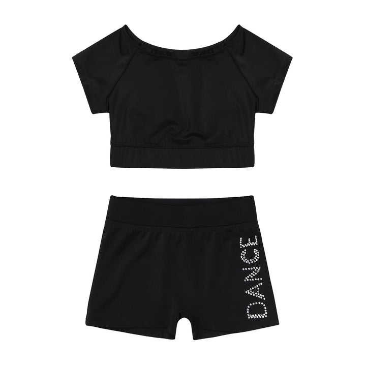 Ensemble Short et Top Crop à manches courtes avec logo Dance pour enfant 5 couleurs disponibles - Dance Store