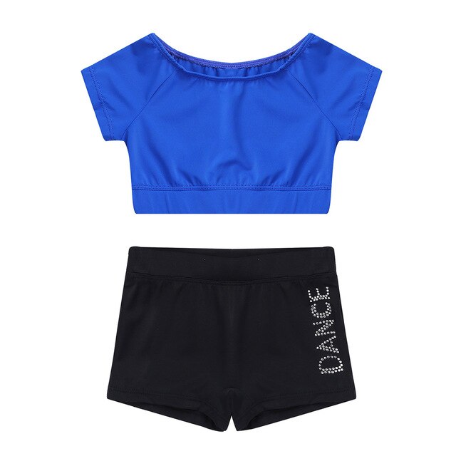 Ensemble Short et Top Crop à manches courtes avec logo Dance pour enfant 5 couleurs disponibles - Dance Store