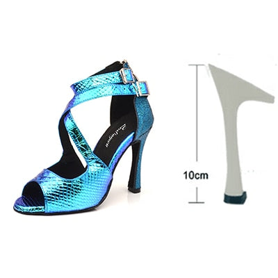 Chaussures de danse pour femme - 3 coloris au choix: bleu, argent, doré - Talons personnalisables: hauteurs disponibles: 6cm 7.5cm 8.5cm 10cm - Dance Store