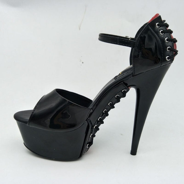 Chaussures de danse plateforme à bout ouvert Talons de 15cm spécial Nightclub & Pole Dance 5 coloris au choix: noir, rouge, blanc, noir et rouge, noir mat - Dance Store