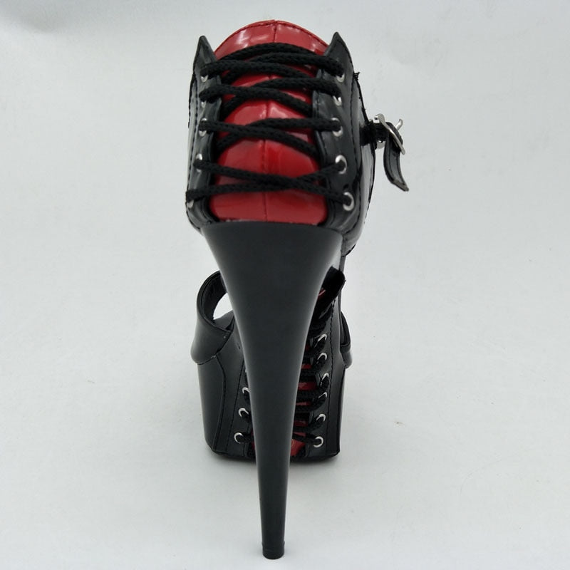 Chaussures de danse plateforme à bout ouvert Talons de 15cm spécial Nightclub & Pole Dance 5 coloris au choix: noir, rouge, blanc, noir et rouge, noir mat - Dance Store