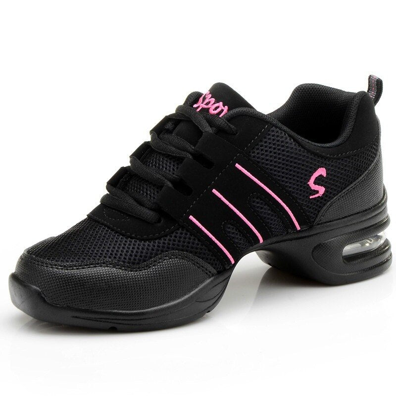 Baskets Sneakers Jazz Hip Hop Fitness pour enfant & adulte 3 coloris au choix:  noir & rose, noir & jaune, noir & gris - Dance Store