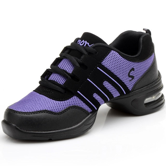 Baskets Sneakers Jazz Hip Hop Fitness pour enfant & adulte 2 coloris au choix: violet & noir, rouge & noir - Dance Store