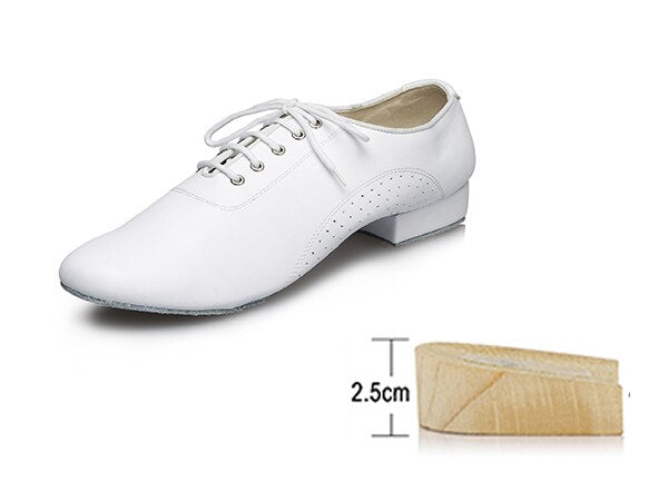 Chaussures de danse pour hommes - chaussures avec petit talons: hauteur au choix 2.5 ou 4cm - 2 Coloris disponibles: noir ou blanc - Dance Store
