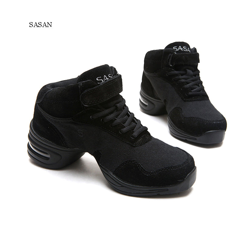 Baskets Sneakers montantes en cuir avec talons de 4 à 5cm selon modèles Jazz Hip-Hop Fitness pour adulte 3 coloris au choix: noir, noir et or, blanc - Dance Store