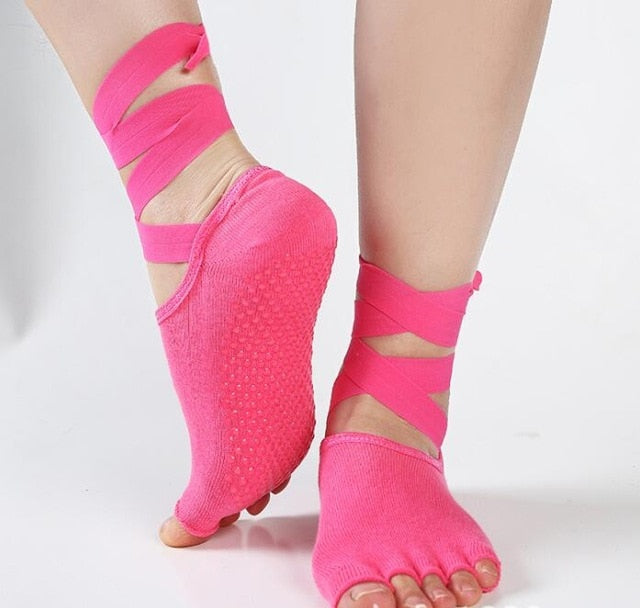 1 Paire Socquettes Chaussons bandage 5 doigts séparés - en coton spécial Yoga & Danse pour adulte - 8 coloris au choix - Dance Store