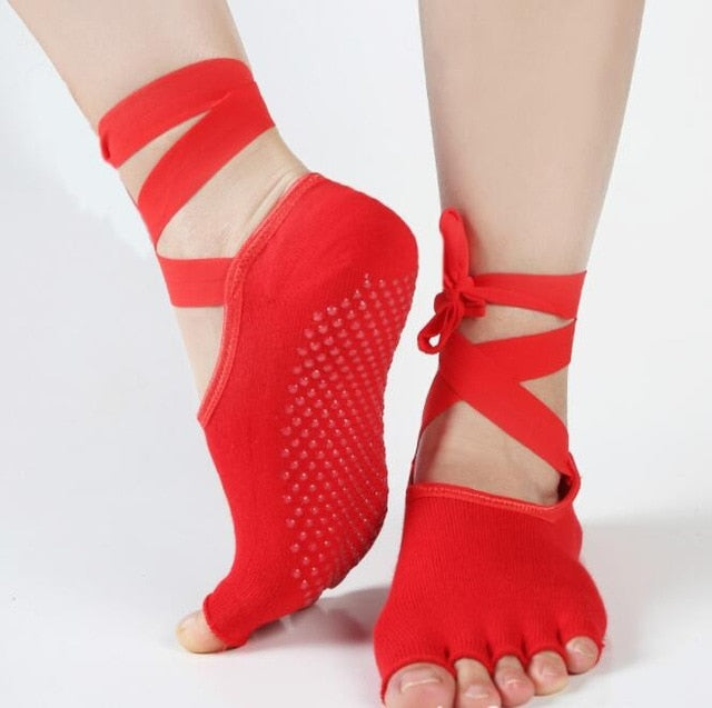 1 Paire Socquettes Chaussons bandage 5 doigts séparés - en coton spécial Yoga & Danse pour adulte - 8 coloris au choix - Dance Store