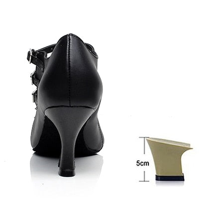 Chaussures de danse en cuir pour femme - coloris: noir - Talons personnalisables plusieurs hauteurs disponibles: de 5cm à 8.3cm - Dance Store
