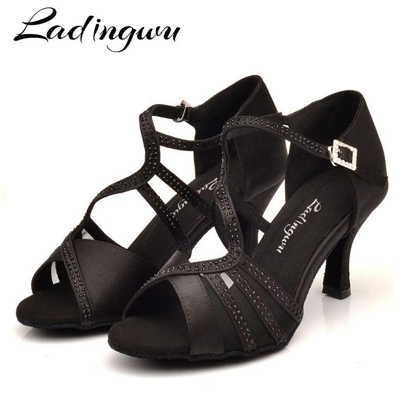 Chaussures de danse coloris noir avec strass - Talons de 6 à 10cm