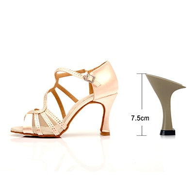 Chaussures de danse pour femme 2 coloris au choix: chair, rouge - avec strass - Talons personnalisables hauteurs disponibles 10cm 9cm 8.5cm 7.5cm 6cm - Dance Store