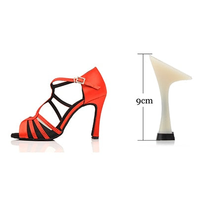 Chaussures de danse pour femme 2 coloris au choix: chair, rouge - avec strass - Talons personnalisables hauteurs disponibles 10cm 9cm 8.5cm 7.5cm 6cm - Dance Store