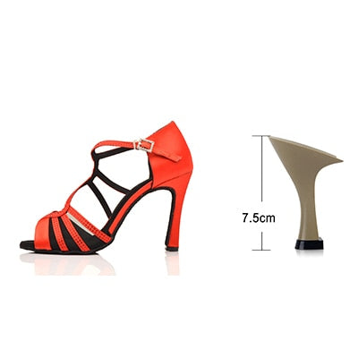 Chaussures de danse pour femme 2 coloris au choix: chair, rouge - avec strass - Talons personnalisables hauteurs disponibles 10cm 9cm 8.5cm 7.5cm 6cm - Dance Store