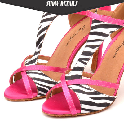 Chaussures de danse pour femme coloris rose fuchsia & zèbre - Talons de 6 à 10cm