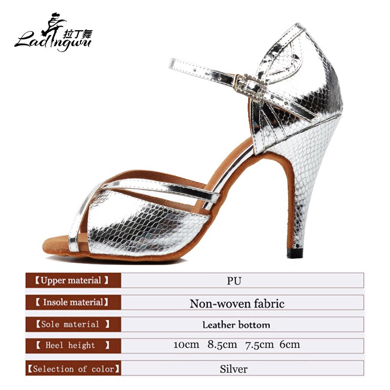 Chaussures de danse pour femme coloris argent - Talons de 6 à 10cm