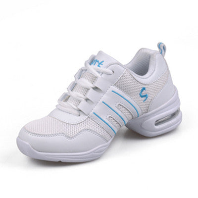 Baskets Sneakers Jazz Hip Hop Fitness pour adulte 2 coloris au choix: blanc & rose, blanc & bleu - Dance Store