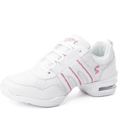 Baskets Sneakers Jazz Hip Hop Fitness pour adulte 2 coloris au choix: blanc & rose, blanc & bleu - Dance Store