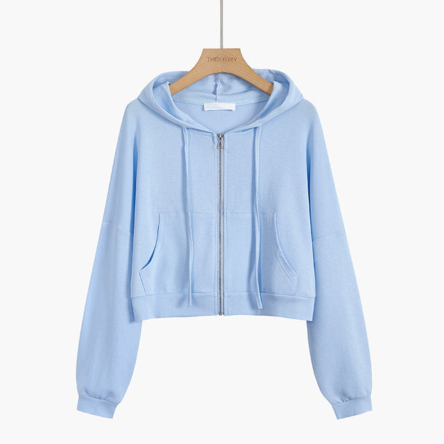 Veste Sweat court à capuche avec zip 5 coloris au choix